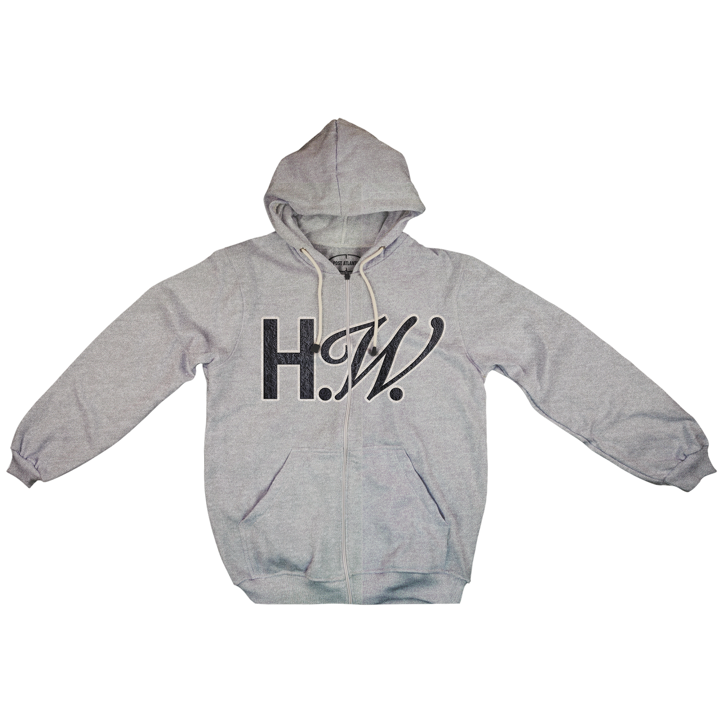 HW Chenille Patch Zip Up Heather Grey Hoodie